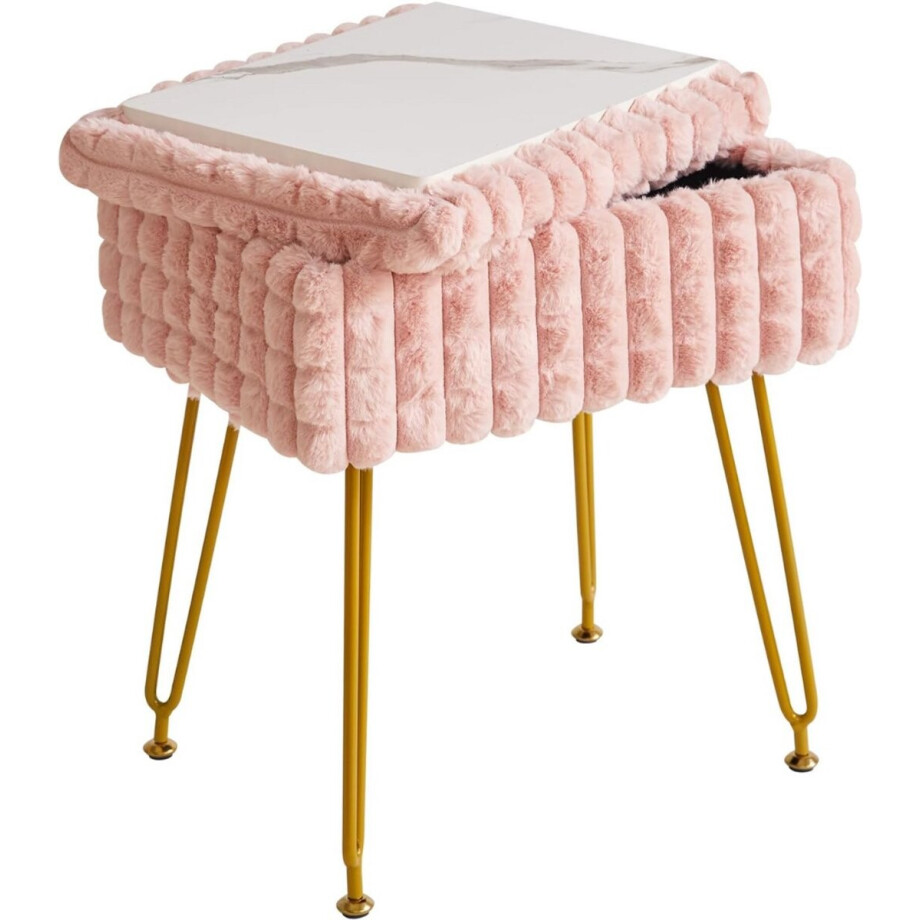ApexArte® Make up Stoel - Kaptafel Kruk - Visagie - Roze ApexArte® Make up Stoel - Kaptafel Kruk - Visagie - Roze afbeelding 1