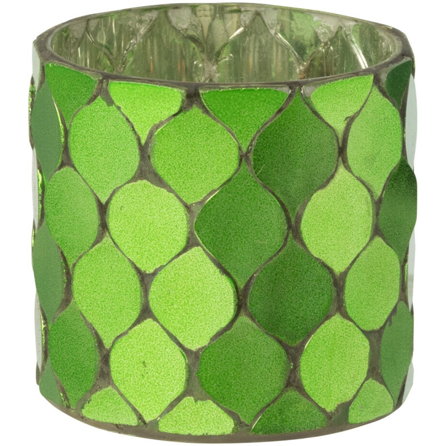 J-Line theelichthouder Cilinder Mozaïek - glas - groen - small afbeelding 1
