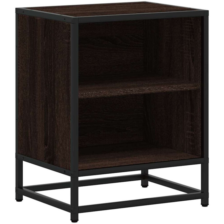 vidaXL - Nachtkastje - 40x31x50 - cm - bewerkt - hout - en - metaal - bruin - eikenkleur afbeelding 1