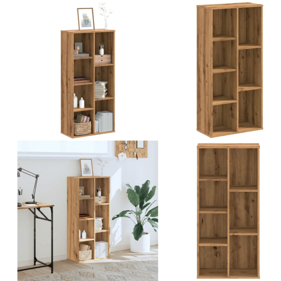 vidaXL Boekenkast 50x25x105 cm bewerkt hout artisanaal eikenkleurig - Boekenkast - Boekenkasten - Boeken Plank - Schappenkast afbeelding 1