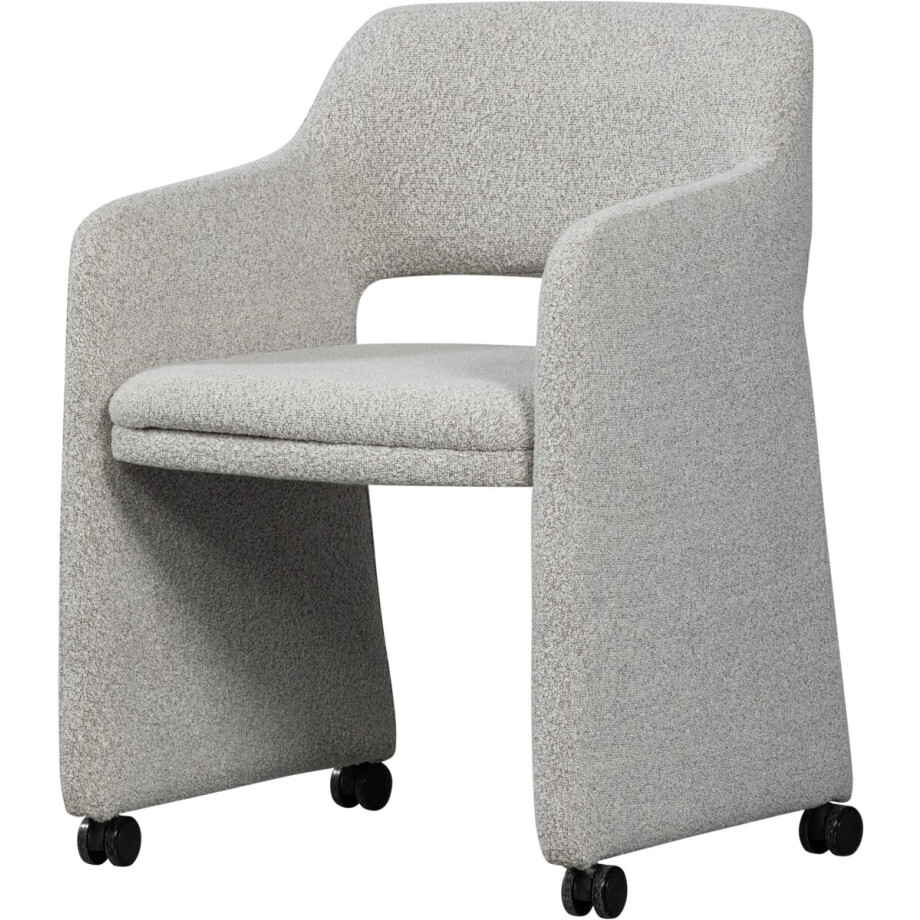 WOOOD Lyric Eetkamerstoel Met Wieltjes - Polyester - Greige - 79x59x58 WOOOD Lyric Eetkamerstoel Met Wieltjes - Polyester - Greige - 79x59x58 afbeelding 1