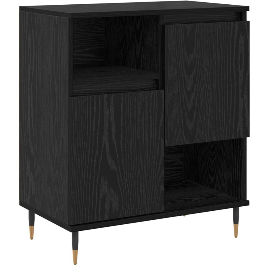 vidaXL - Dressoir - Zwart - Eiken - 60 - x - 35 - x - 70 - cm vidaXL - Dressoir - Zwart - Eiken - 60 - x - 35 - x - 70 - cm afbeelding 1