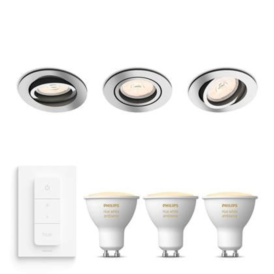 Philips Donegal Inbouwspots met White Ambiance & Dimmer - Chroom afbeelding 1