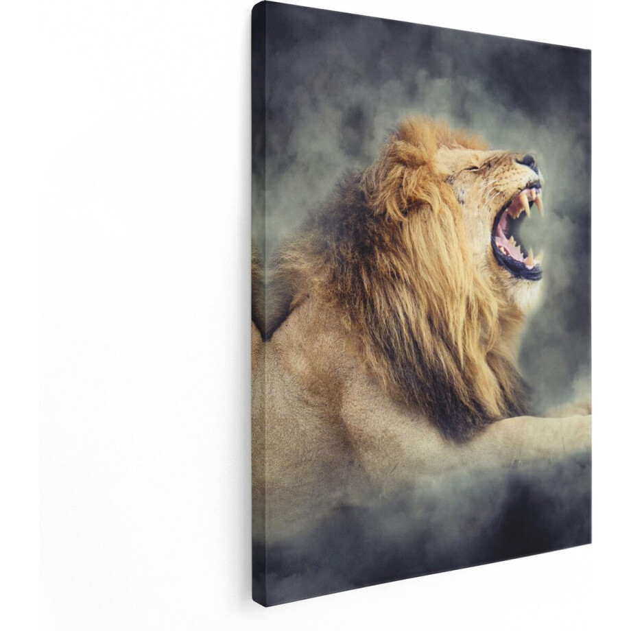 Artaza Canvas Schilderij Brullende Leeuw - 60x80 - Foto Op Canvas - Canvas Print afbeelding 1