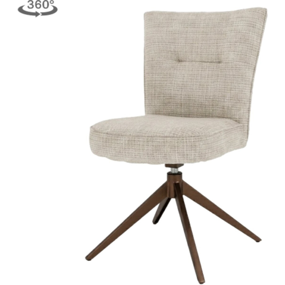 Eetkamerstoel Bardi draaibaar - Stof cremona 14 beige - anodic brown poot afbeelding 1