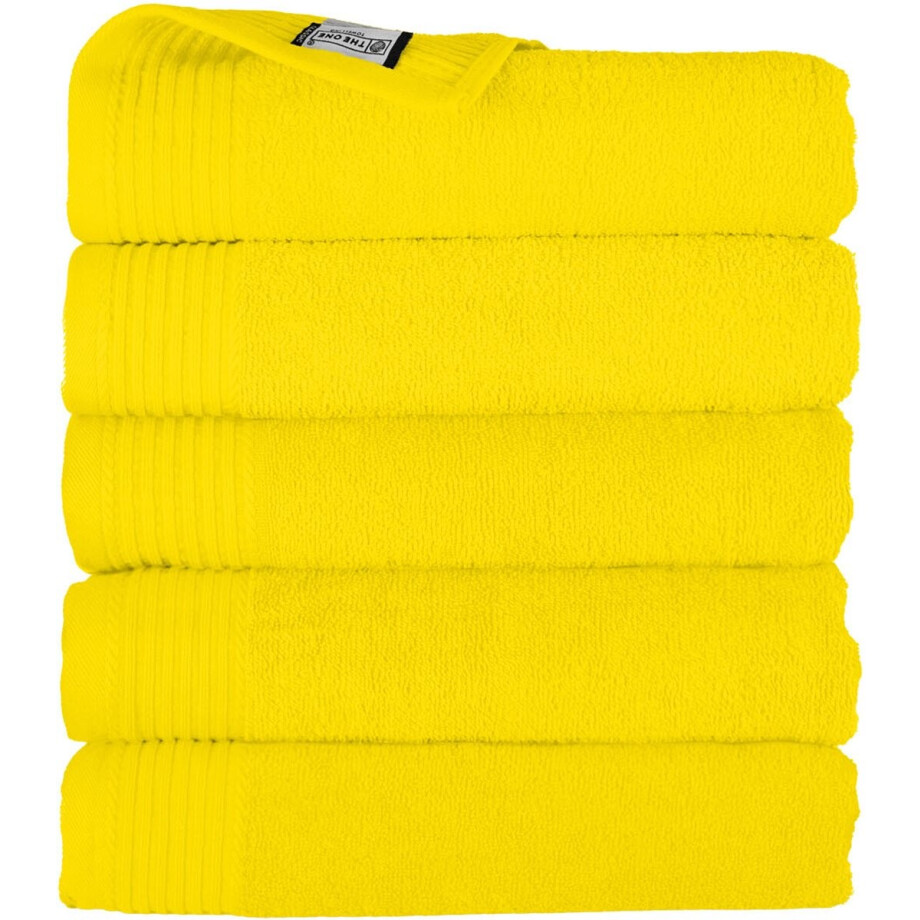 The One Towelling Classic Handdoeken - 50 x 100 cm - 5 Stuks - Voordeelverpakking - Hotelkwaliteit - 100% Gekamd katoen - Geel afbeelding 1