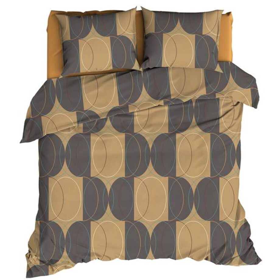 Romanette Swing Dekbedovertrek - Tweepersoons - 200x200/220 cm - Camel/Grijs Romanette Swing Dekbedovertrek - Tweepersoons - 200x200/220 cm - Camel/Grijs afbeelding 1