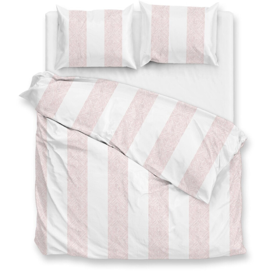 Zohome Dekbedovertrek Tratti di Satinado - Deken - Dekbed - Roze - 100% Katoen-Satijn - Strepen - 200x220 + 2 slopen 60/70 cm afbeelding 1