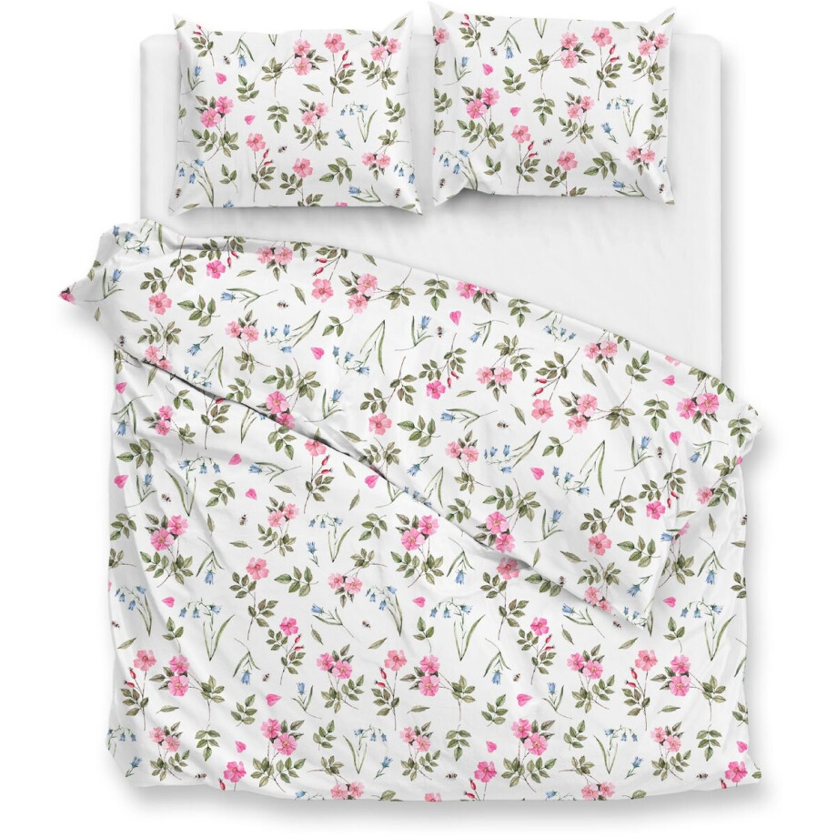 Zohome Dekbedovertrek Sierra - Deken - Dekbed - Wit - 100% Katoen - Bloemen - 240x220 + 2 slopen 60/70 cm afbeelding 1