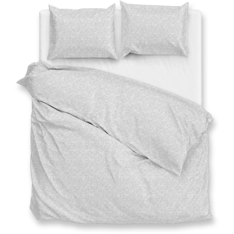 Zohome Dekbedovertrek Petali di Lino - Deken - Dekbed - Grijs - 100% Katoen - Bloemen - 260x220 + 2 slopen 60/70 cm afbeelding 1