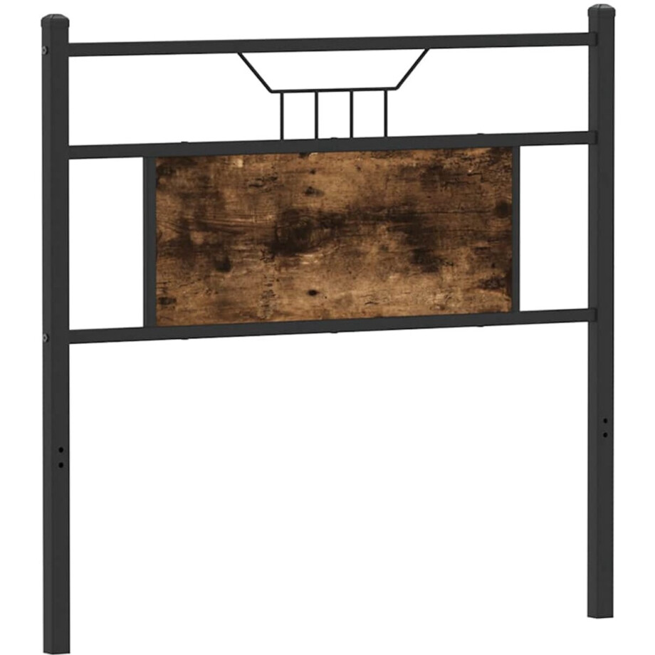 vidaXL - Vervangend - hoofdbord - 75 - cm - bewerkt - hout - en - staal - gerookt - eikenkleurig afbeelding 1