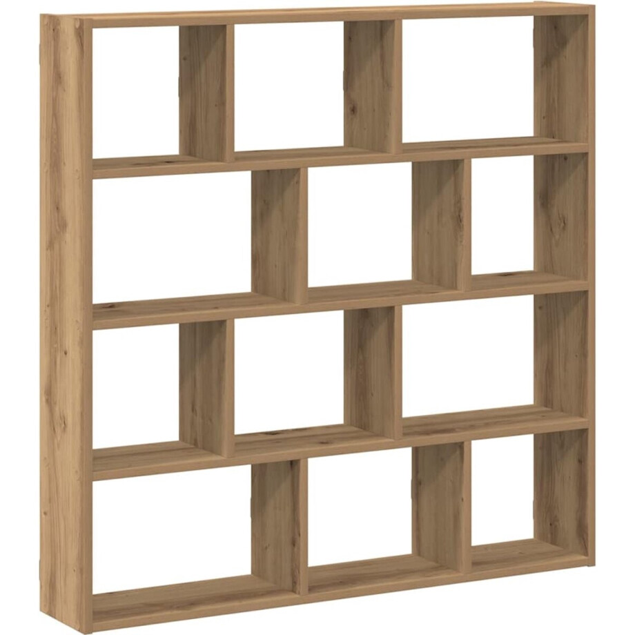 vidaXL - Wandschap - kubus - 12 - vakken - bewerkt - hout - artisanaal - eikenkleurig vidaXL - Wandschap - kubus - 12 - vakken - bewerkt - hout - artisanaal - eikenkleurig afbeelding 1