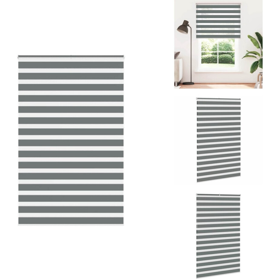 vidaXL Zebra Jaloezie - Zebra Jaloezieën - Zebra Rolgordijn - Dubbel Rolgordijn - Zebra rolgordijn 150x230 cm stofbreedte 145,9 cm donkergrijs afbeelding 1