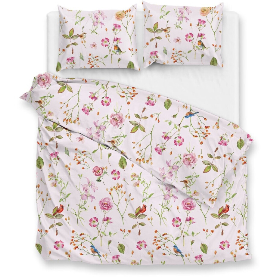 Zohome Dekbedovertrek Zita - Roze - Lits-jumeaux - Dekbedhoes van 100% Katoen - Bloemen - 240x220 + 2 slopen 60/70 cm - AW25 afbeelding 1