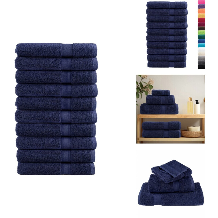 vidaXL Saunadoek - Saunadoeken - Handdoek - Baddoek - Saunadoeken SOLUND 10 st 600 g/m² 80x200 cm marineblauw afbeelding 1