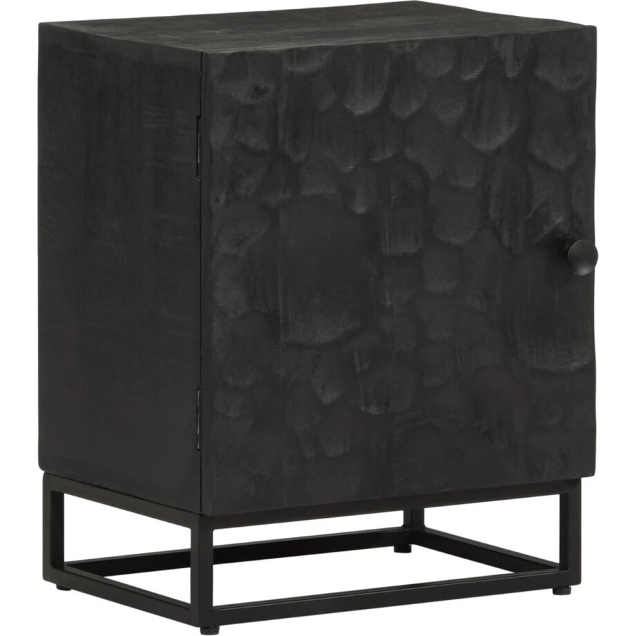 vidaXL - Nachtkastje - 40x30x50 - cm - massief - mangohout - en - ijzer - zwart afbeelding 1