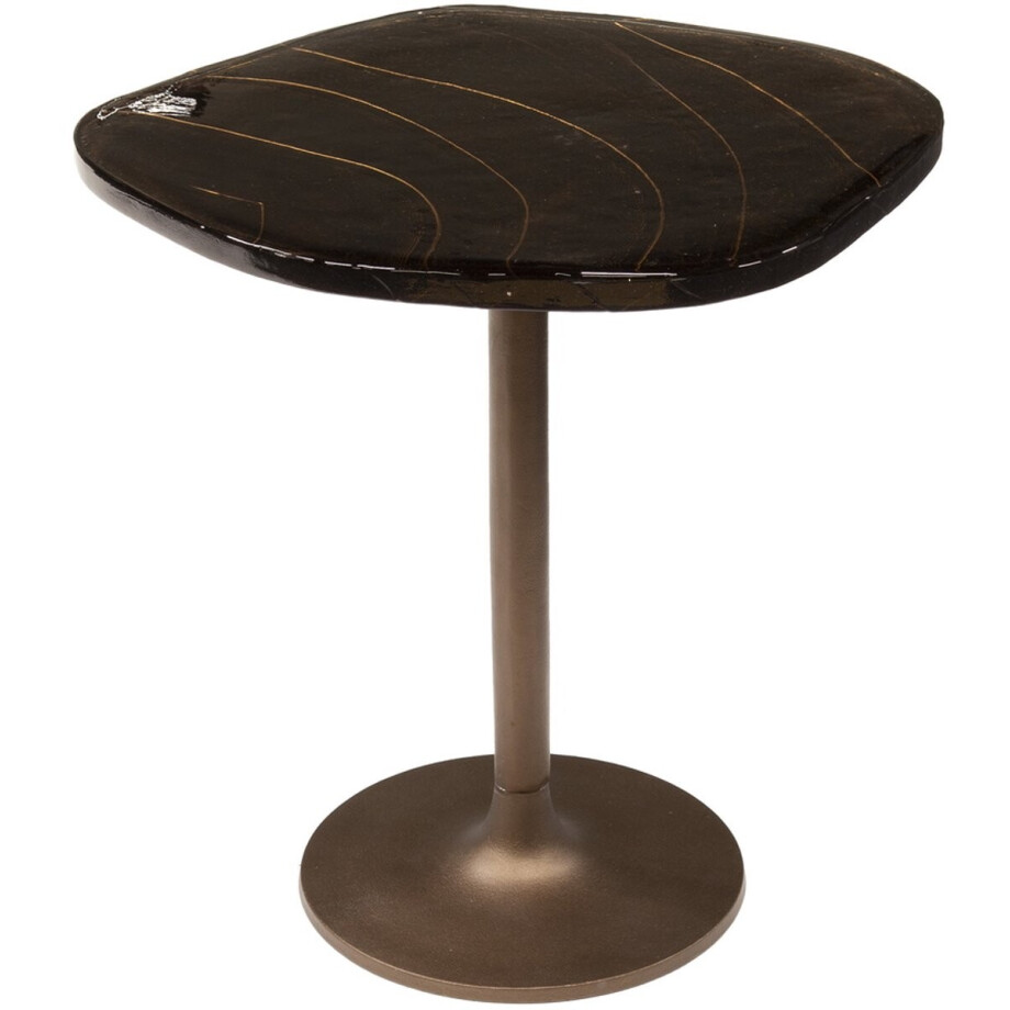 Giga Meubel Bijzettafel Eclipse - Koper Metaal/Glas - 53x42x50cm afbeelding 1