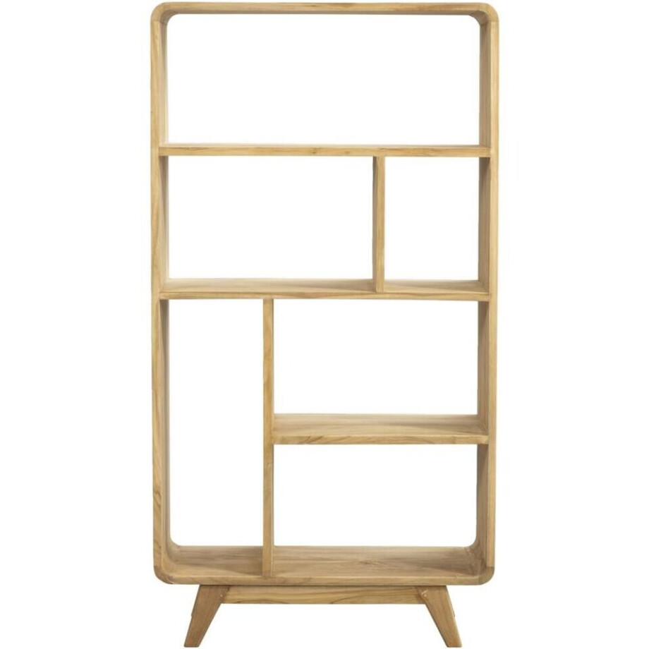 Leen Bakker - Wandkast Bulan - Naturel - 80x33x150 Cm - Teakhout - Bruin Leen Bakker - Wandkast Bulan - Naturel - 80x33x150 Cm - Teakhout - Bruin afbeelding 1