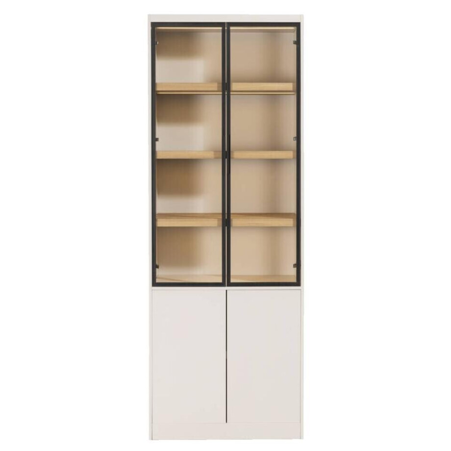 Leen Bakker - Wandkast Virgil - Zand - 220x80x40 Cm - MDF - Beige Leen Bakker - Wandkast Virgil - Zand - 220x80x40 Cm - MDF - Beige afbeelding 1