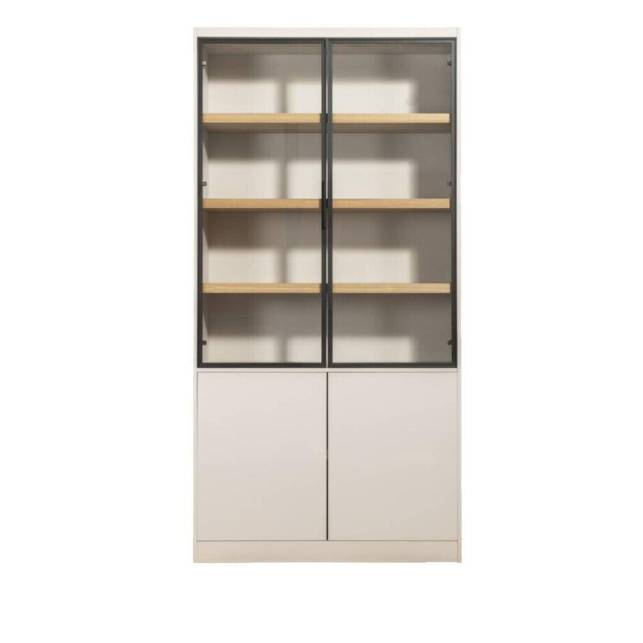 Leen Bakker - Wandkast Virgil - Zand - 220x110x40 Cm - MDF - Beige Leen Bakker - Wandkast Virgil - Zand - 220x110x40 Cm - MDF - Beige afbeelding 1