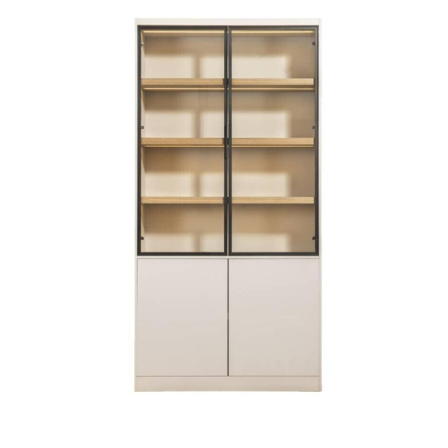 Leen Bakker - Wandkast Virgil - Zand - 220x110x40 Cm - MDF - Beige Leen Bakker - Wandkast Virgil - Zand - 220x110x40 Cm - MDF - Beige afbeelding 1