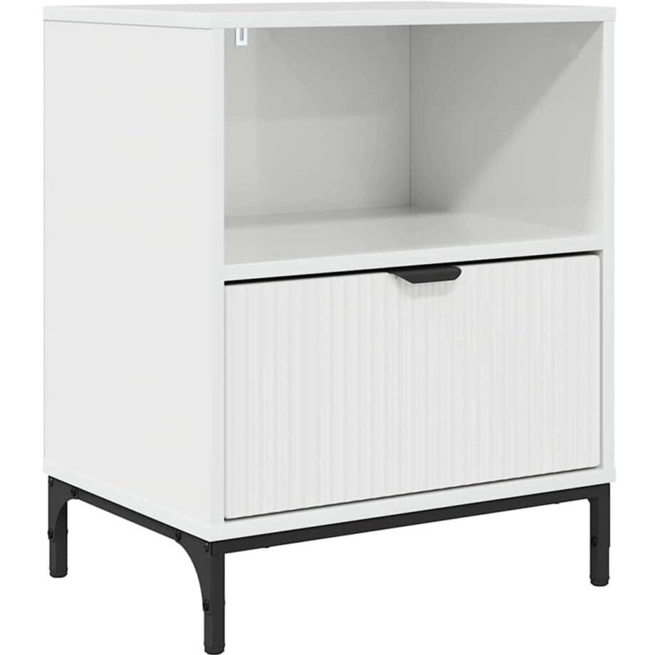 vidaXL - Nachtkastje - met - lade - Hoogglans - wit - 49 - x - 36 - x - 61 - cm - Bewerkt - hout afbeelding 1