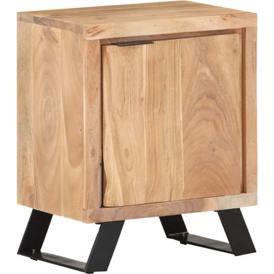 vidaXL - Nachtkastje - met - natuurlijke - rand - 40x30x50 - cm - massief - acaciahout afbeelding 1