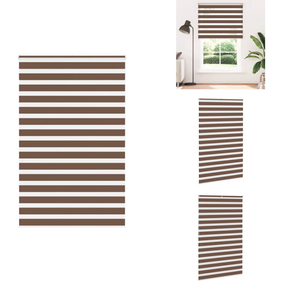 vidaXL Zebra Jaloezie - Zebra Jaloezieën - Zebra Rolgordijn - Dubbel Rolgordijn - Zebra rolgordijn 140x200 cm stofbreedte 135,9cm polyester bruin afbeelding 1