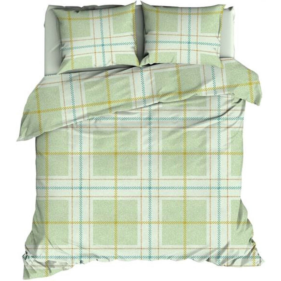 Romanette Rubik Dekbedovertrek - Extra breed - 260x200/220 cm - Leekgroen afbeelding 1