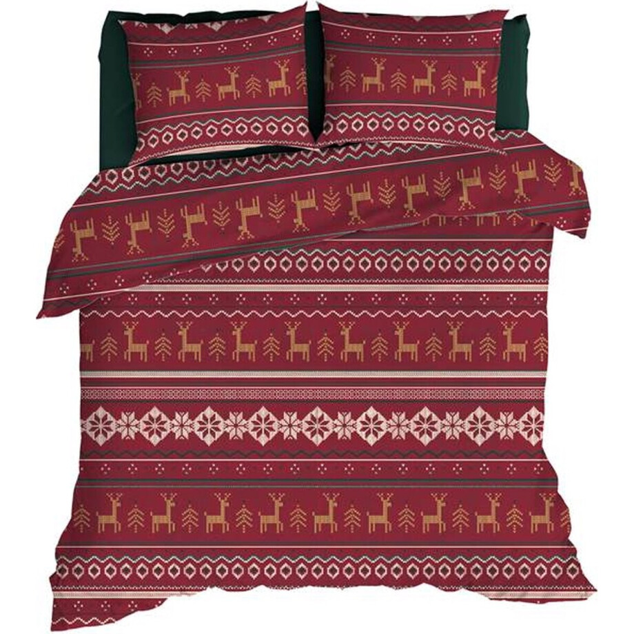 Romanette Noelle Dekbedovertrek - Lits-jumeaux - 240x200/220 cm - Rood Romanette Noelle Dekbedovertrek - Lits-jumeaux - 240x200/220 cm - Rood afbeelding 1