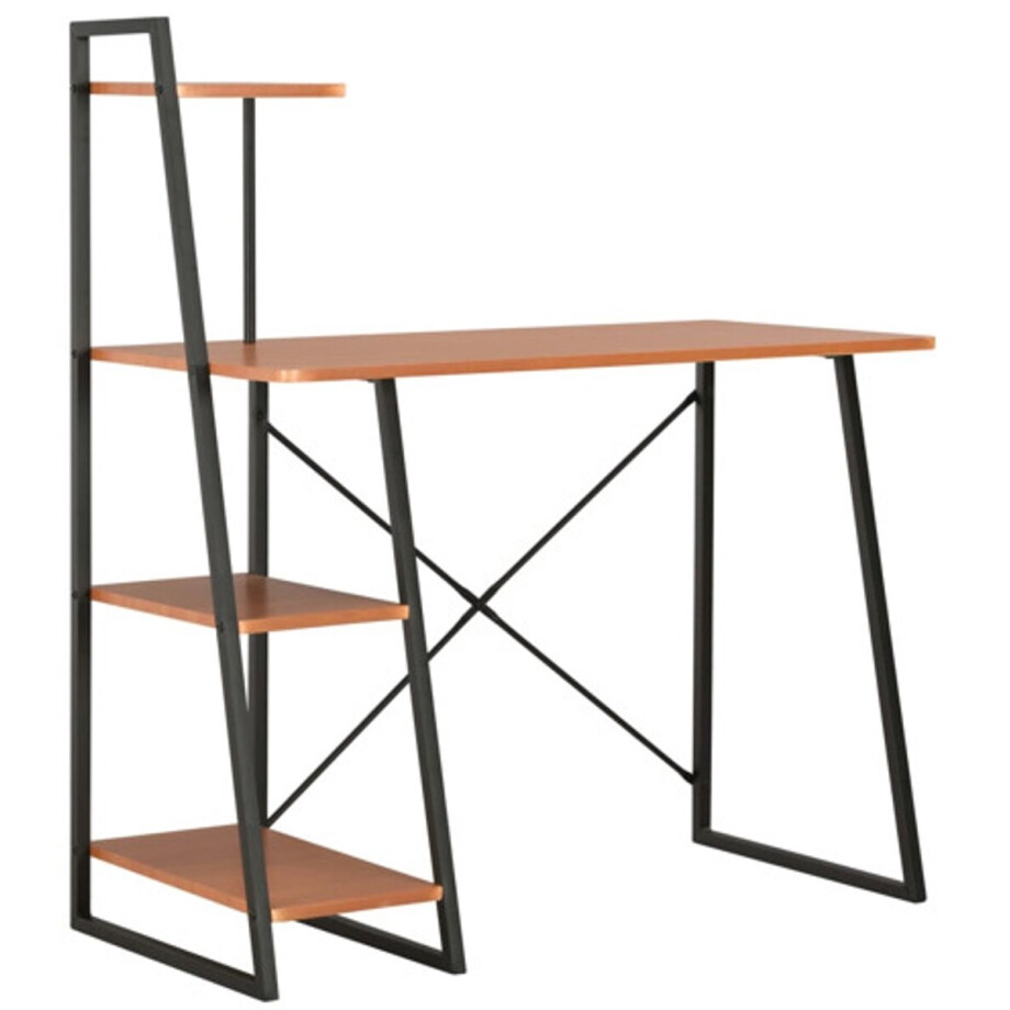 vidaXL - Bureau - met - schappen - 102x50x117 - cm - zwart - en - bruin vidaXL - Bureau - met - schappen - 102x50x117 - cm - zwart - en - bruin afbeelding 1