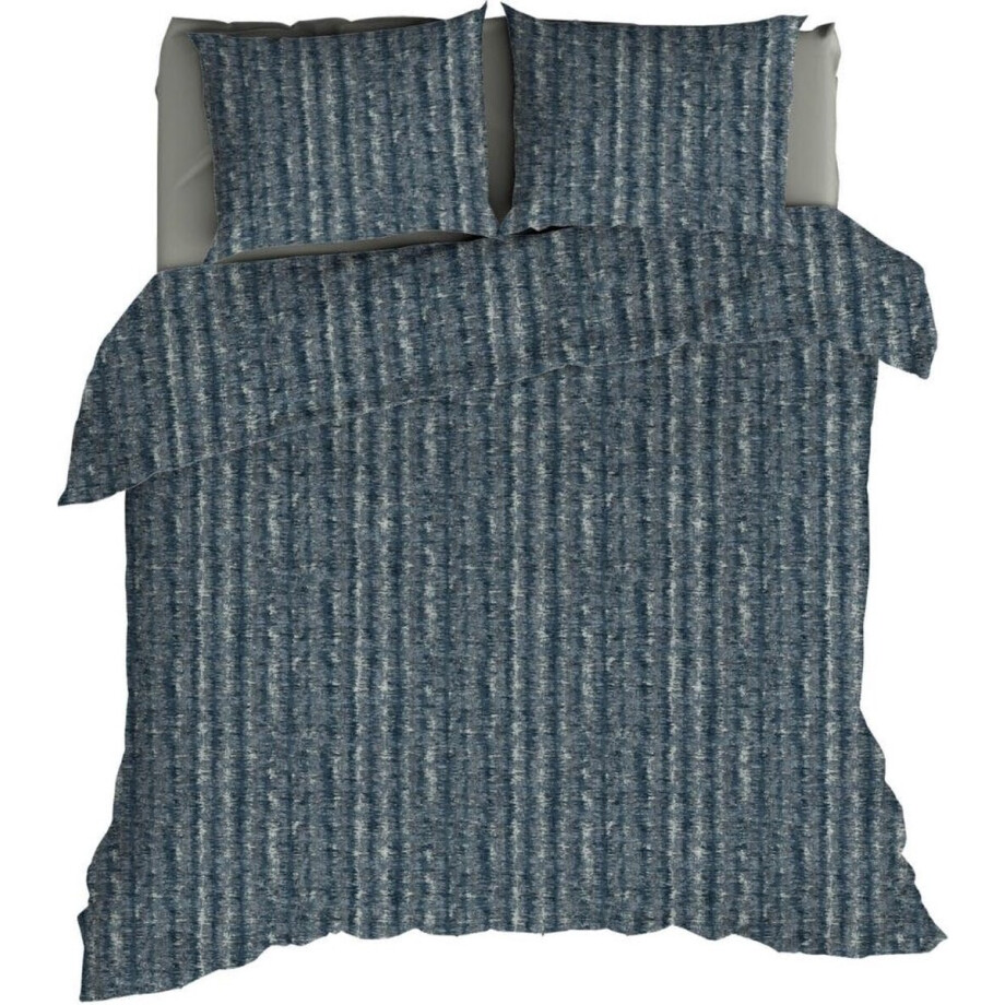 Romanette FLANEL Dekbedovertrek 270x200/220 Caledon blauw/grijs afbeelding 1