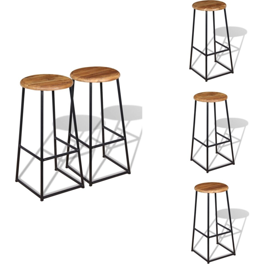 vidaXL Barkruk - Barkrukken - Barstoel - Barstoelen - Barkrukken 2 st massief teakhout afbeelding 1