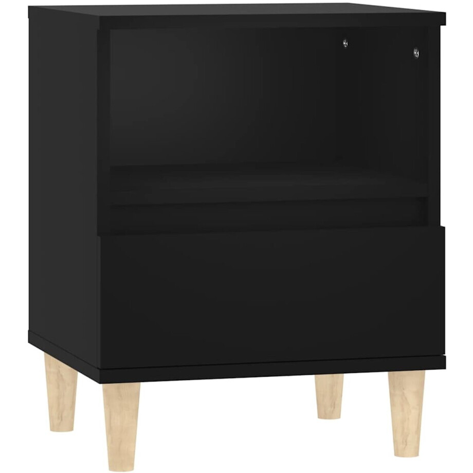 vidaXL - Nachtkastje - 40x35x50 - cm - zwart afbeelding 1