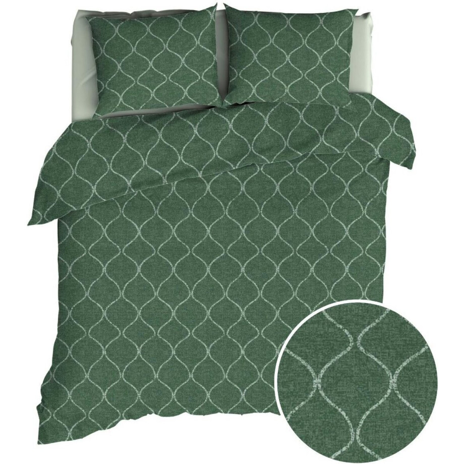 Romanette Murad Dekbedovertrek - Lits-jumeaux - 240x200/220 cm - Forestgreen afbeelding 1