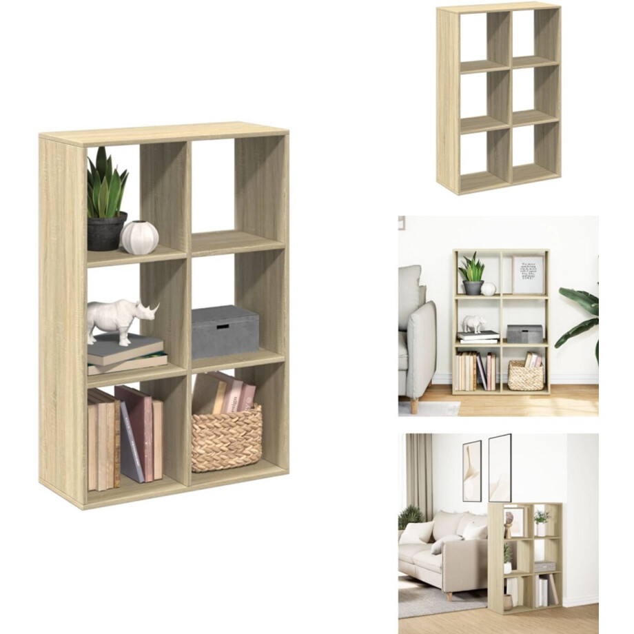 vidaXL Boekenkast - Boekenkasten - Boeken Plank - Schappenkast - Kamerscherm / boekenkast 69,5x29x103,5 cm hout sonoma eiken vidaXL Boekenkast - Boekenkasten - Boeken Plank - Schappenkast - Kamerscherm / boekenkast 69,5x29x103,5 cm hout sonoma eiken afbeelding 1