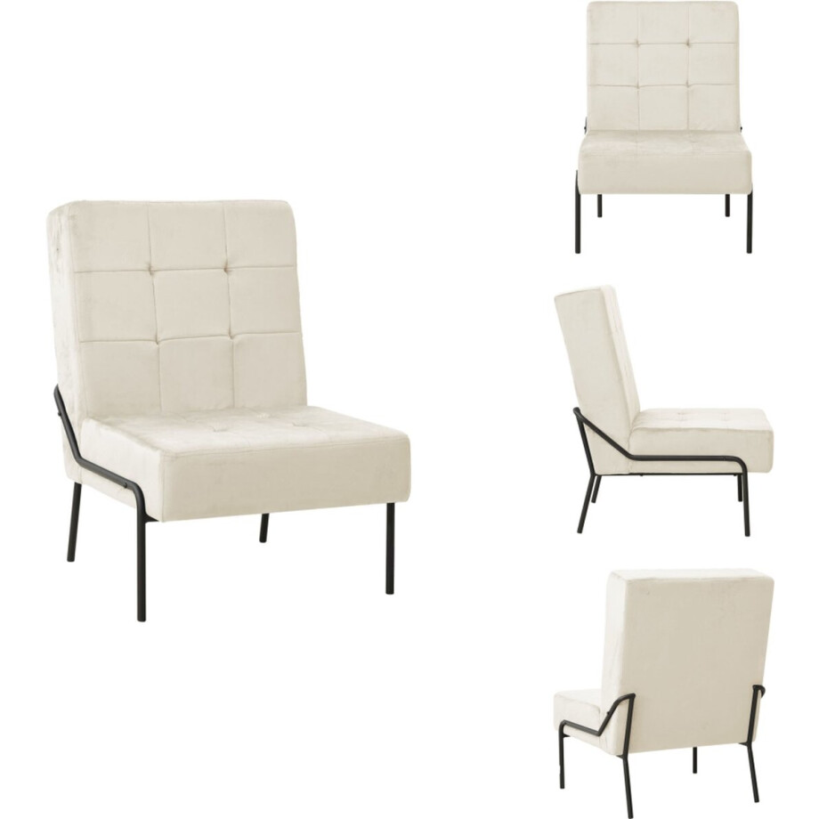 vidaXL Relaxstoel - Relaxstoelen - Fauteuil - Fauteuils - Relaxstoel 65x79x87 cm fluweel crèmewit afbeelding 1
