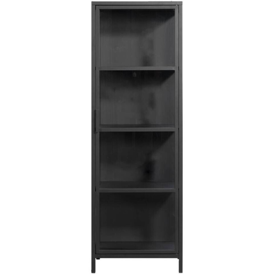 Leen Bakker - Vitrinekast Grace - 180x60x40 Cm - Metaal/Glas - Zwart afbeelding 1