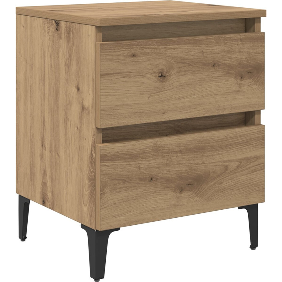 vidaXL - Nachtkastje - artisanaal - eikenkleurig - 40 - x - 35 - x - 50 - cm afbeelding 1
