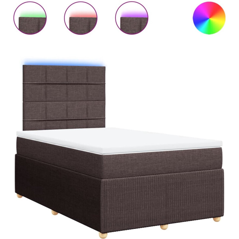 vidaXL - Boxspring - met - matras - stof - donkerbruin - 120x200 - cm vidaXL - Boxspring - met - matras - stof - donkerbruin - 120x200 - cm afbeelding 1
