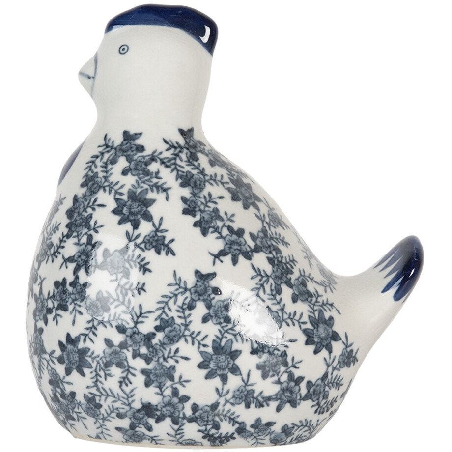 Clayre & Eef Decoratie Beeld Kip 18x12x21 cm Wit Blauw Keramiek afbeelding 1