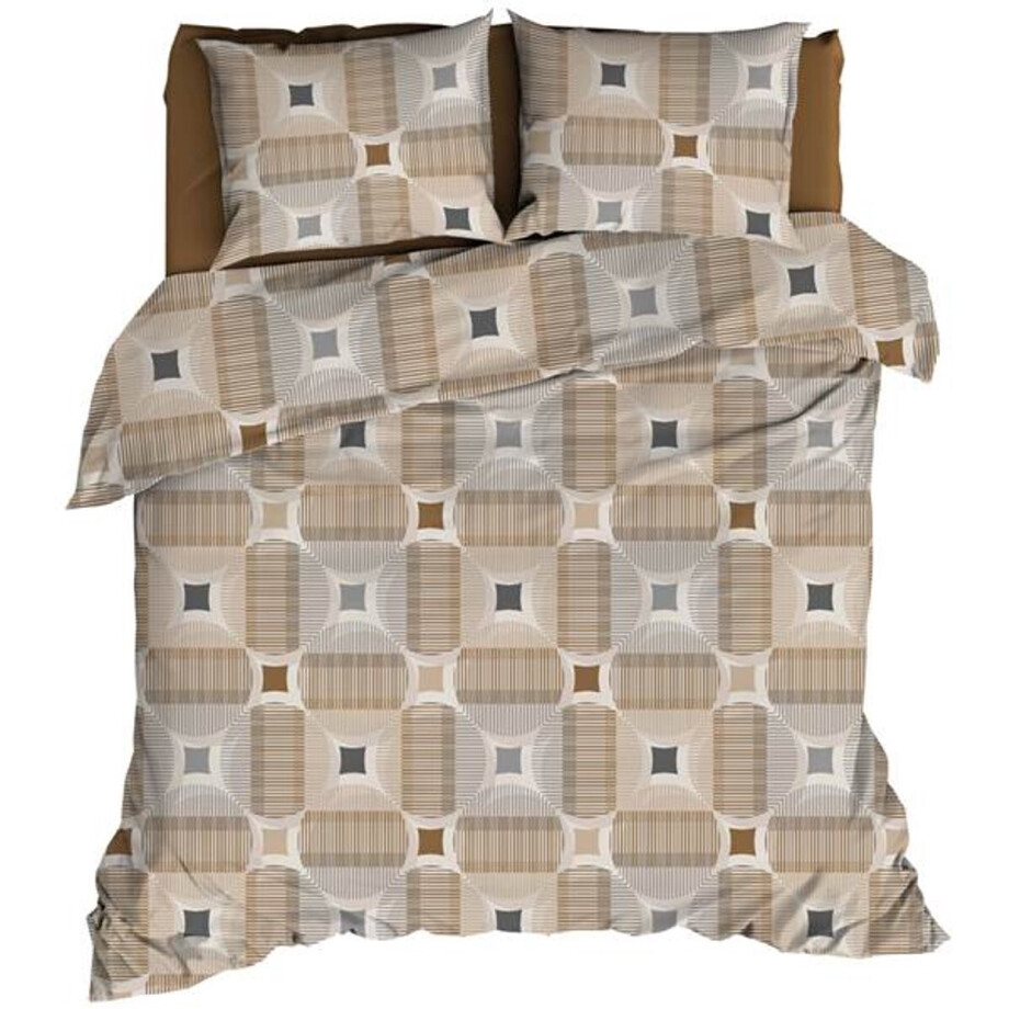 Romanette Kwadro Dekbedovertrek - Extra breed - 260x200/220 cm - Beige afbeelding 1