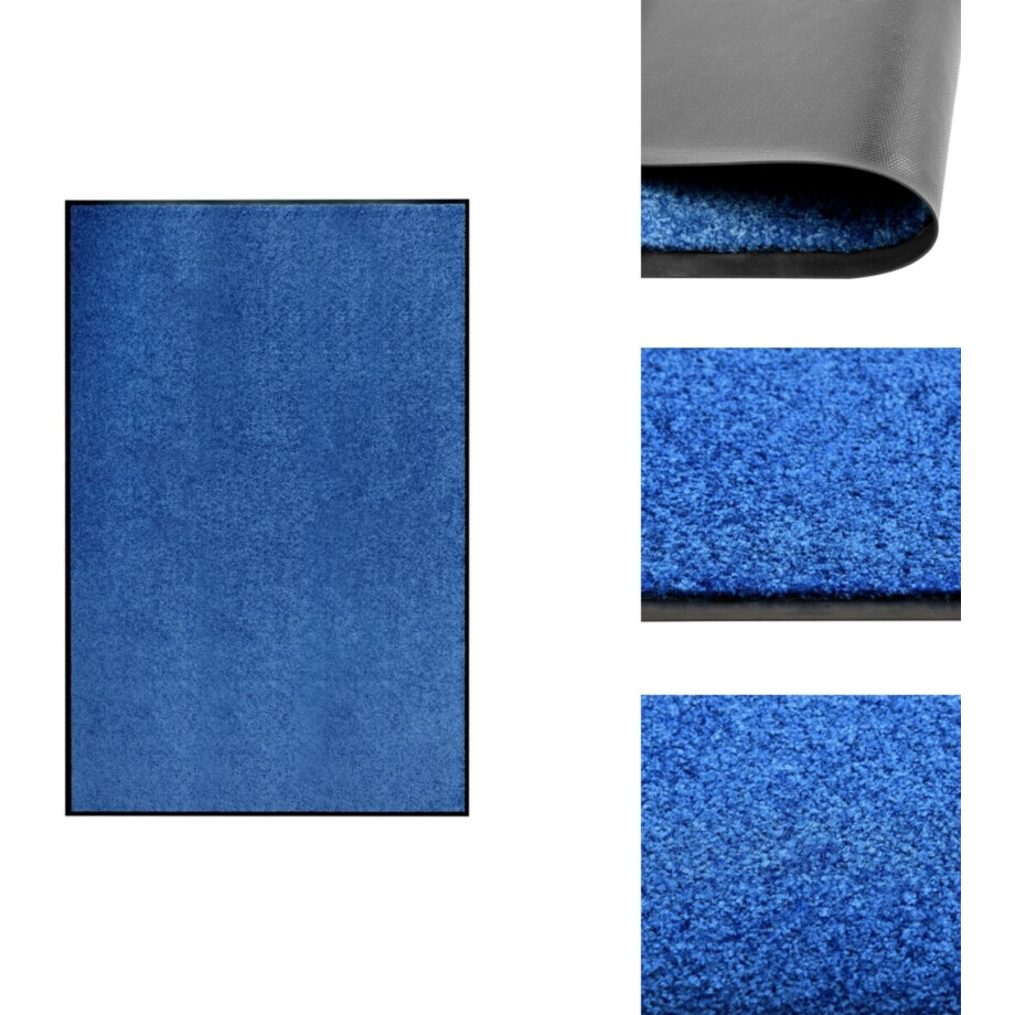 vidaXL Mat - Matten - Deurmat - Deurmatten - Deurmat wasbaar 120x180 cm blauw afbeelding 1