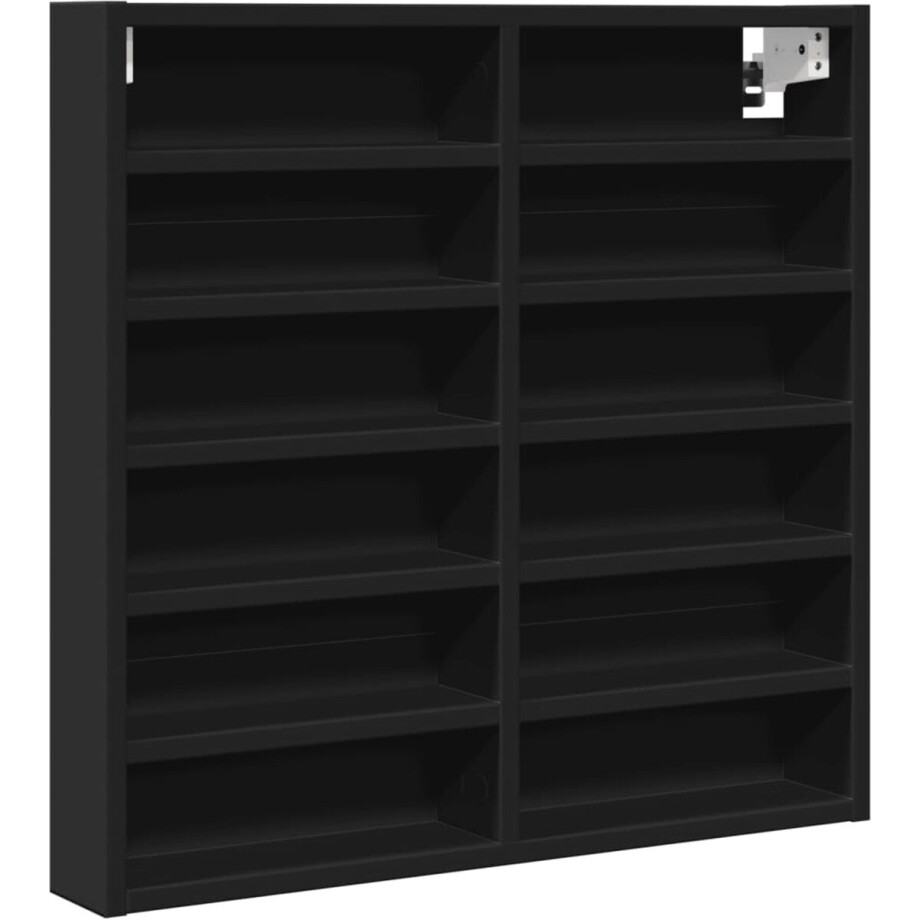 vidaXL - Vitrinekast - 60x8,5x58 - cm - bewerkt - hout - zwart vidaXL - Vitrinekast - 60x8,5x58 - cm - bewerkt - hout - zwart afbeelding 1