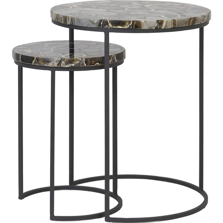 Light & Living Bijzettafel Axat - Bruin/Zwart - Ø41+Ø28cm - Modern Light & Living Bijzettafel Axat - Bruin/Zwart - Ø41+Ø28cm - Modern afbeelding 1