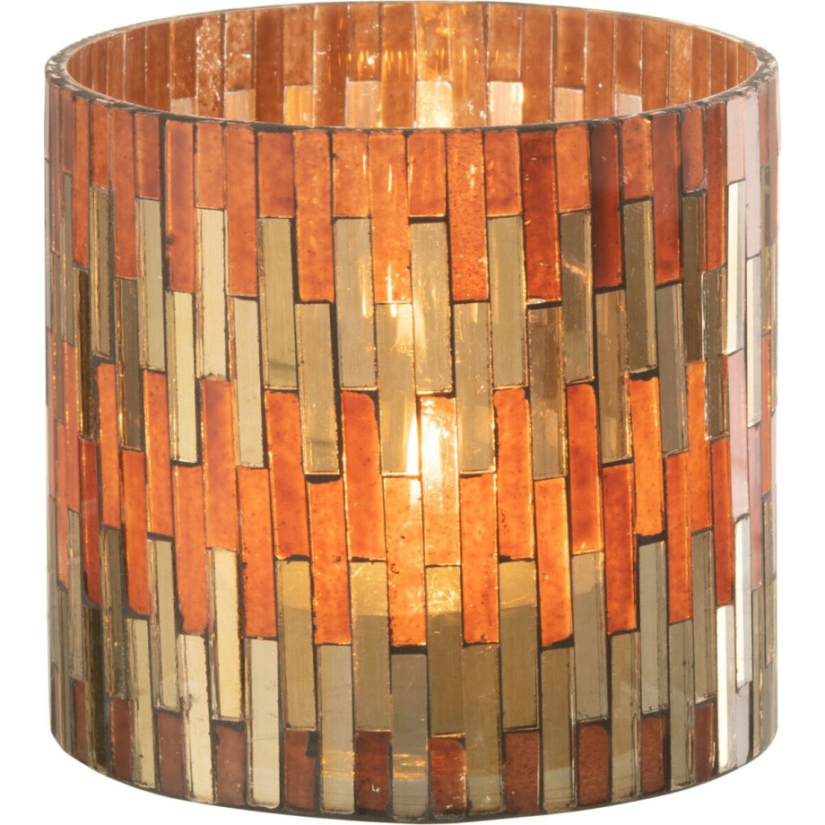 J-Line windlicht Chic - glas - bruin/goud - medium afbeelding 1