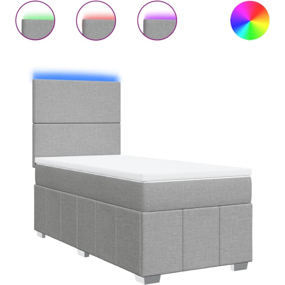 vidaXL - Boxspring - met - matras - stof - lichtgrijs - 80x200 - cm vidaXL - Boxspring - met - matras - stof - lichtgrijs - 80x200 - cm afbeelding 1