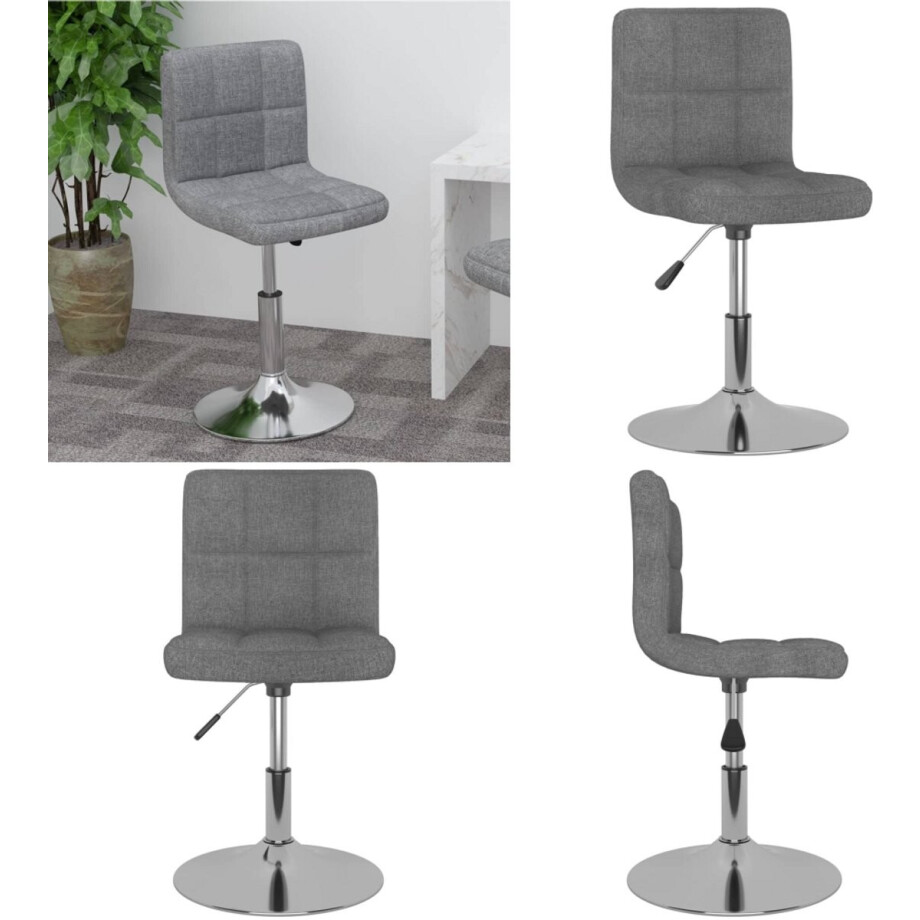 vidaXL Barkruk draaibaar stof lichtgrijs - Barkruk - Barkrukken - Barkrukje - Barkrukjes vidaXL Barkruk draaibaar stof lichtgrijs - Barkruk - Barkrukken - Barkrukje - Barkrukjes afbeelding 1