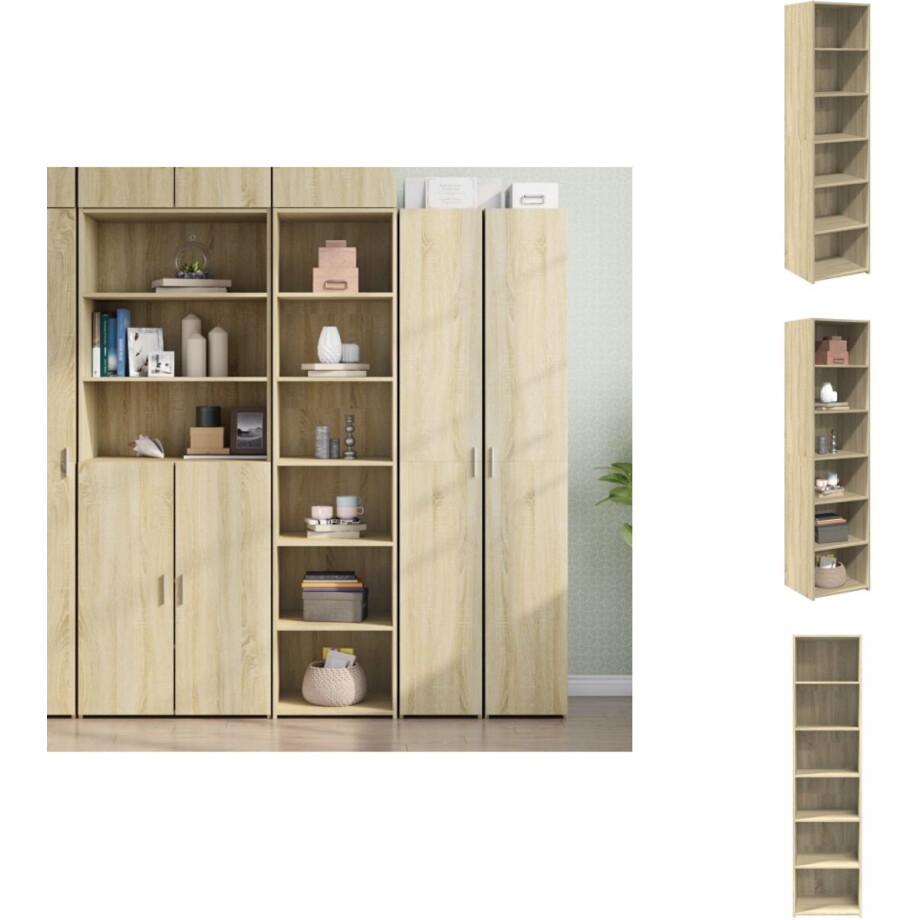vidaXL Hoge Kast - Hoge Kasten - Hoog Dressoir - Hoge Kast Woonkamer - Hoge kast 45x41x185 cm bewerkt hout sonoma eikenkleurig afbeelding 1