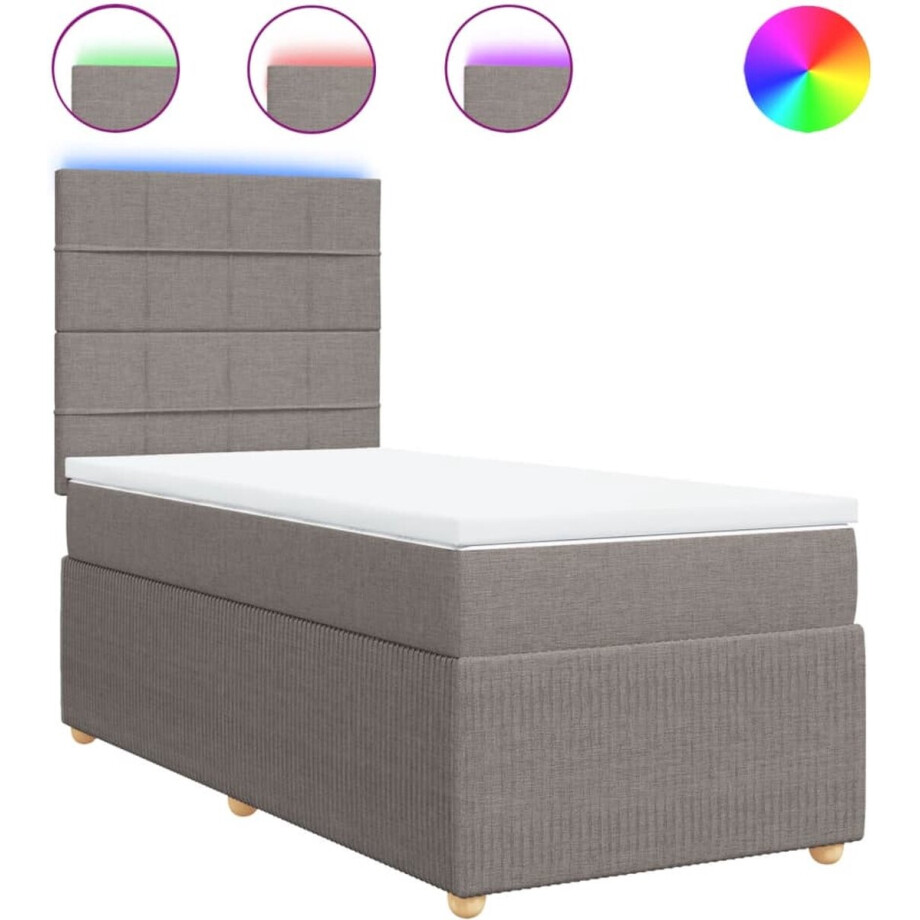 vidaXL - Boxspring - met - matras - stof - taupe - 90x200 - cm afbeelding 1